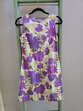 J. Crew Purple Floral Sleeveless Shift Dress, Sz 4
